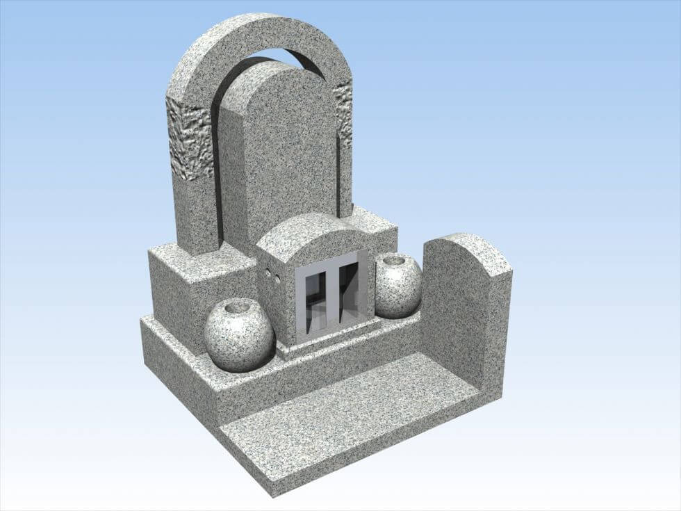 青空の下のデザインされた石墓